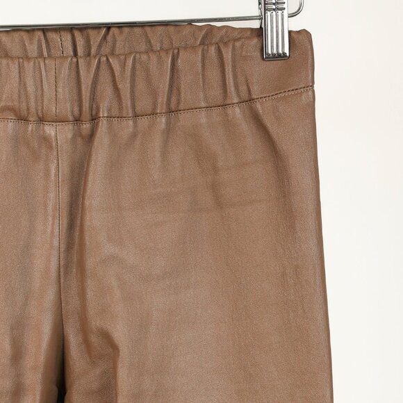 The Row Brown Leather Pull-On Skinny Pants - Picture 4 of 8